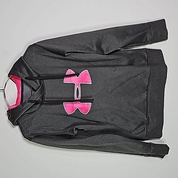 Under Armour Tops - Under Armour XS gray and pink storm athletic hoodie
